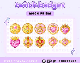 10 sailor guardian moon prism twitch sub / bit badges