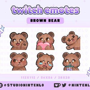 Cute Brown Bear Emotes for Twitch, YouTube, and Discord