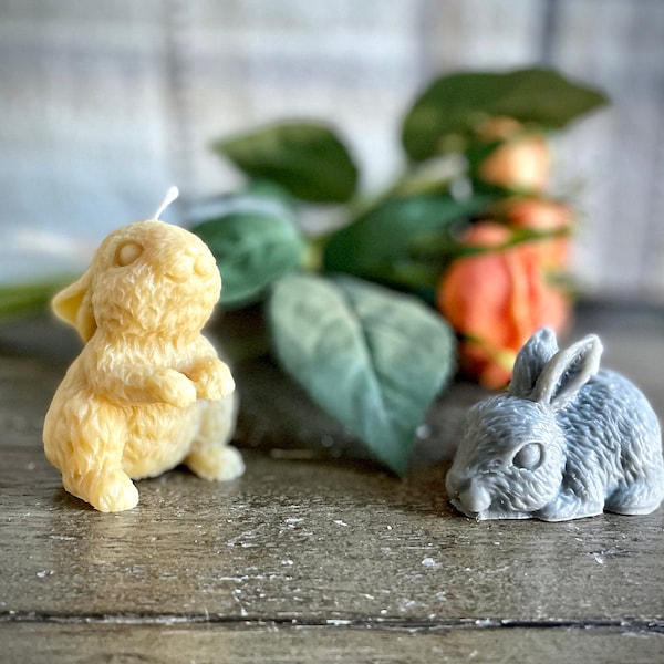Bunny Candle Duo - Handcrafted Soy and Beeswax Candle - Perfect Decor/Gift for Spring and Easter - Various Colors