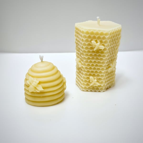 Honeycomb Hive Duo Candle Set - Handcrafted Bee and Soy Wax Candles