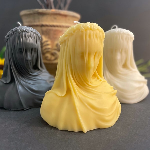LARGE Veiled Lady - Bust Sculpture Candle - Handcrafted Soy and Beeswax