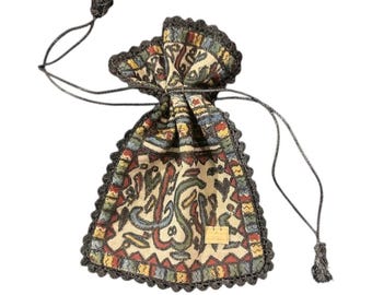 Vintage Turkish Embroidered Drawstring Bag