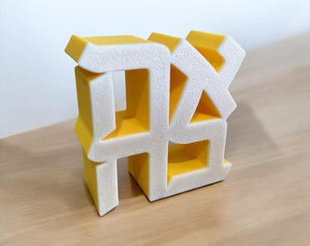 Hebrew Love Sculpture: Bi-Color Ahava Statue, Jewish Home Decor