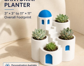 Maceta Santorini n.° 16: Decoración para el hogar con arte 3D de estilo griego