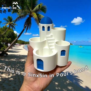 Santorini succulent pot House Planter: Greek-Style 3D Art Home Decor image 3