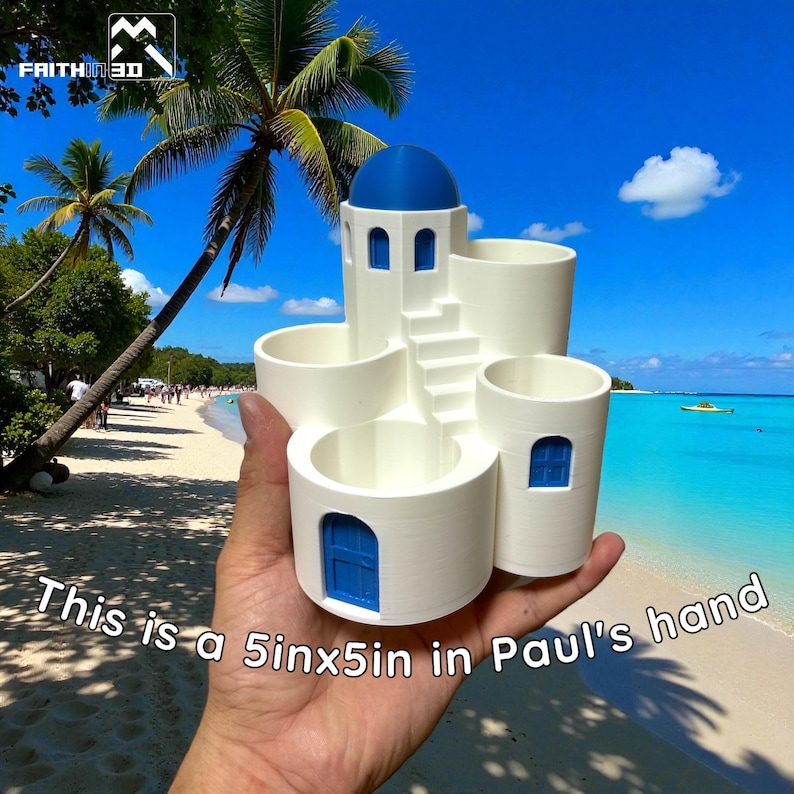 Santorini succulent pot House Planter: Greek-Style 3D Art Home Decor image 3