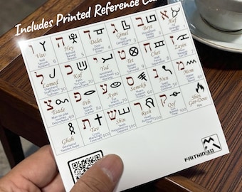 Paquete de 10 tarjetas de referencia del alfabeto paleohebreo, tabla de símbolos hebreos antiguos, ayuda de estudio y guía de aprendizaje, tamaño: 124 x 121 mm