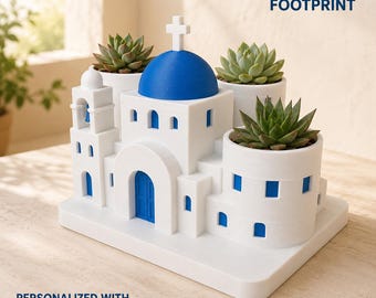 Maceta para suculentas Santorini: Decoración para el hogar con arte 3D de estilo griego