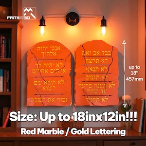 May include: Two red marble-like plaques with gold lettering, each up to 18 inches tall. The plaques are illuminated by two vintage-style light bulbs. The text on the plaques is in a foreign language.
