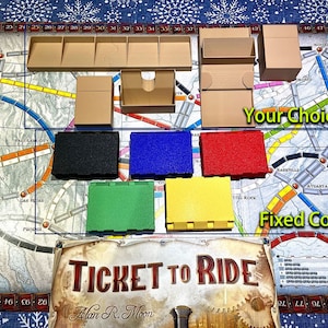 Set Ticket to Ride - Organiseur de cartes, protège-cartes, valise pour chariot de train V1.1 - Plusieurs tailles de cartes, stockage de jeu amélioré et expérience de jeu améliorée
