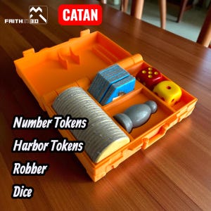 Catan Small Parts Suitcase | Faithin3D Organizer for Number Tokens, Harbor Tokens, Robber & Dice | Compact Board Game Storage