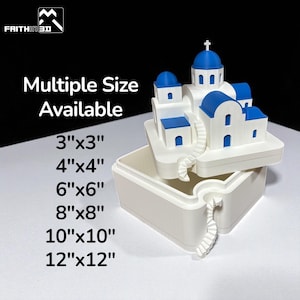 Santorini Jewelry Keepsake Box: Blue Dome Greek Decor,Valentines Day gift