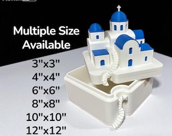 Santorini Jewelry Keepsake Box: Blue Dome Greek Decor,Valentines Day gift