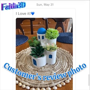 Santorini succulent pot House Planter: Greek-Style 3D Art Home Decor image 5