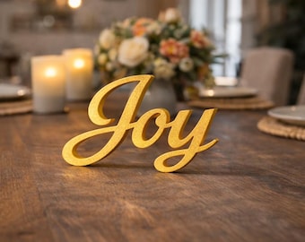 Joy Freestanding Sign Decor | Freestanding Joy Word | Modern Home Mantel & Table Decor | Script Sign | Custom Colors and Sizes