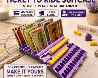 Ticket to Ride Suitcase Organizer, Train Boxes, Card Slots, Personalization Avaliable