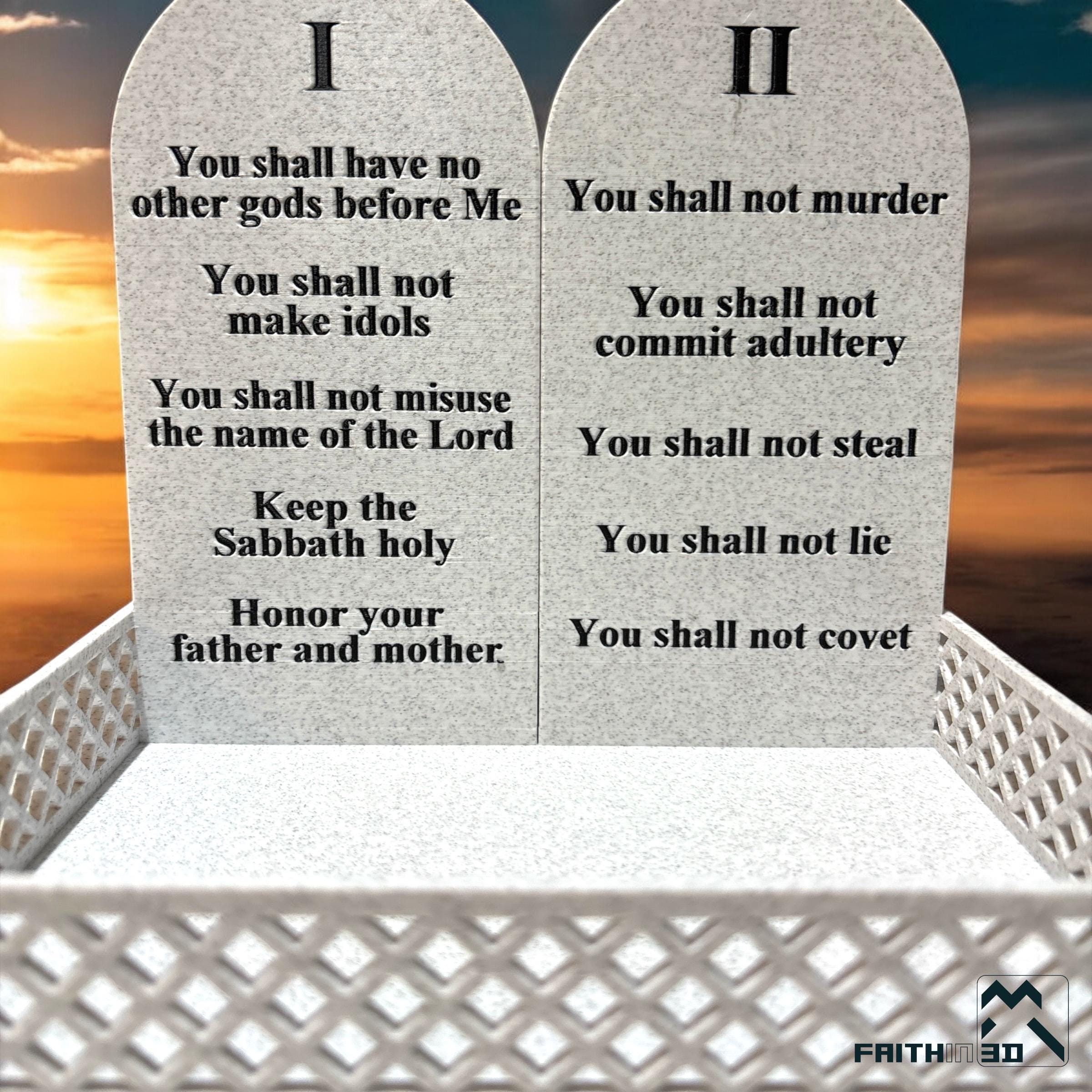 Ten Commandments Shadow Box Ten Commandments Tablet Organizer | Marble-white Biblical Desk Tray or ...
