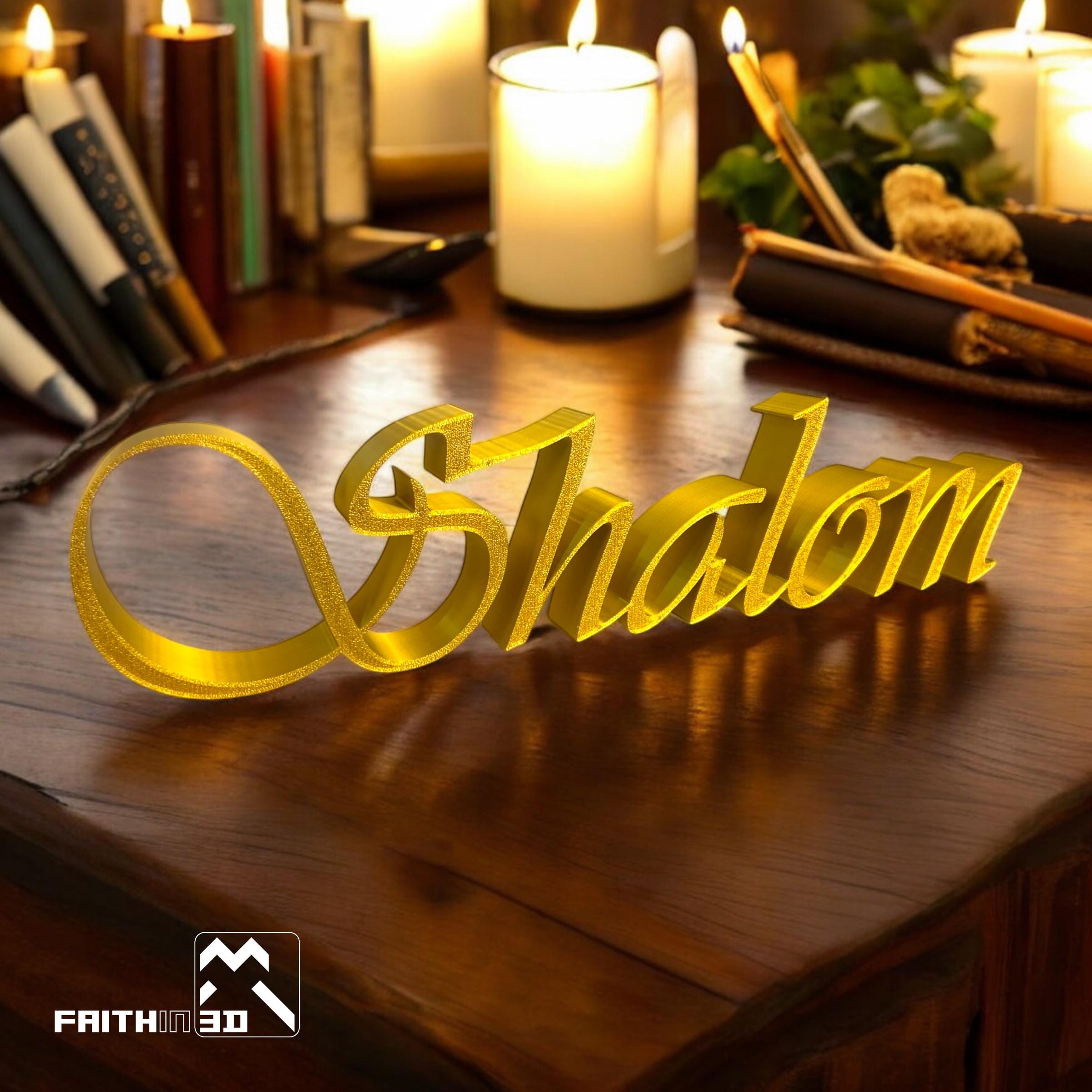 Shalom Freestanding Sign: Elegant Calligraphy, Peace Decor - Etsy