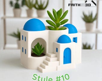 Santorini House Planter: Greek-Style 3D Art Home Decor,Christmas gift, Birthday gift