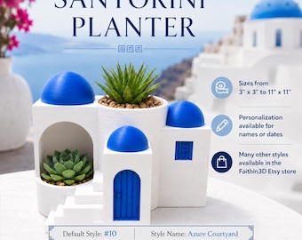 Santorini Planter#10: Greek-Style 3D Art Home Decor,Christmas gift, Birthday gift