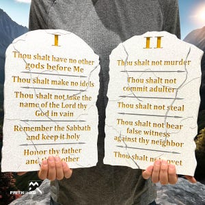 Ten Commandments Wall Art Tablet Plaque, Up to 14.2&quot; x 9.5&quot; x 0.7&quot;, Multiple languages, sizes and color options.