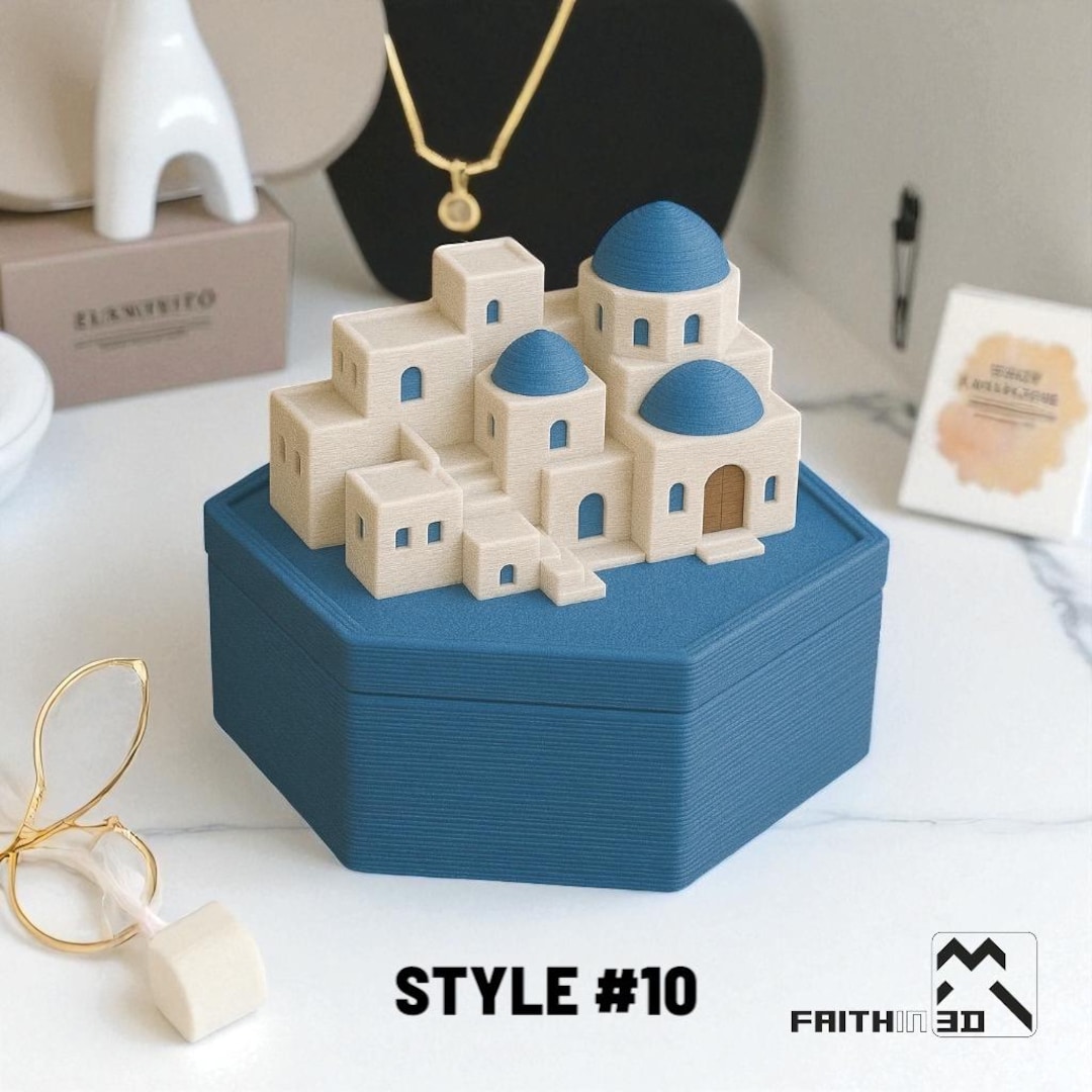 Santorini Jewelry Keepsake Box: Blue Dome Greek Decor,valentines Day ...