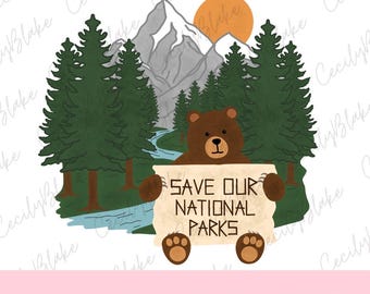 Clipart de "Salvemos nuestros parques nacionales": descarga digital PNG
