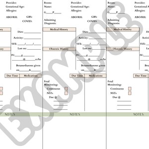 OB Nurse Template, Labor and Delivery nurse report sheet, OB nurse report sheet, OB nurse brain, nurse template, nurse pdf image 6