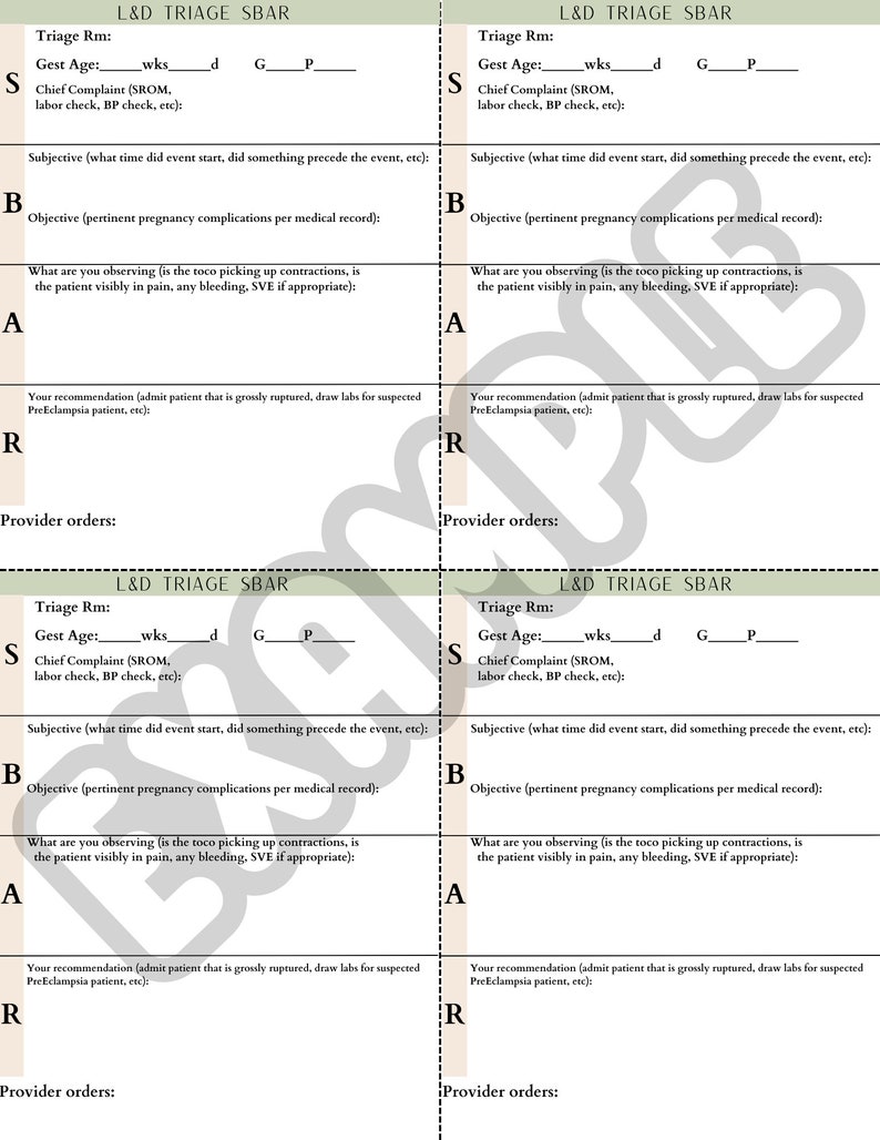 OB Nurse Template, Labor and Delivery nurse report sheet, OB nurse report sheet, OB nurse brain, nurse template, nurse pdf image 5
