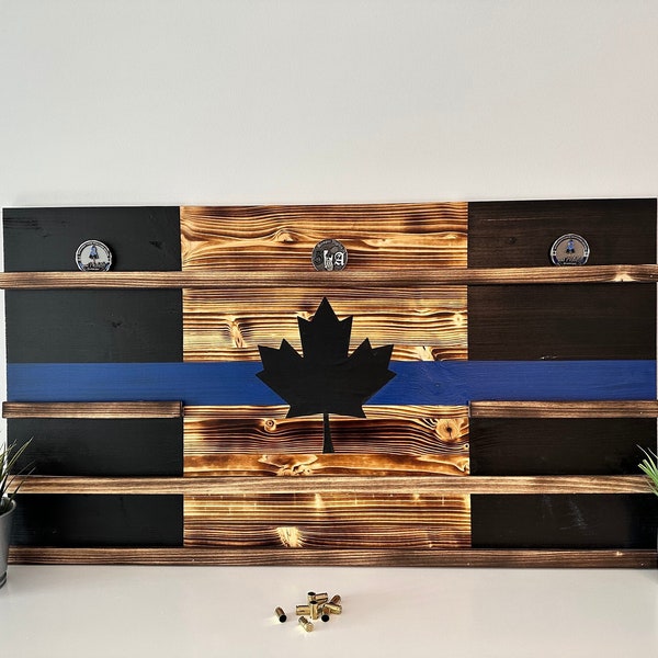 Challenge Coin Display | Thin Blue Line | Challenge Coin Holder | Police Gift | Law Enforcement Gift | Police Coin Display