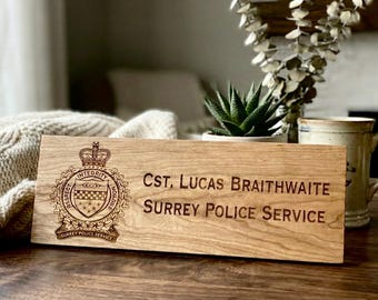Thin Blue Line | Name Plate | Office Décor | Law Enforcement Gift | Police Gift | Cop Gift | Custom Woodwork | Customized |