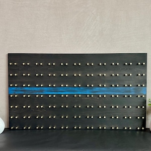 Thin Blue Line Challenge Coin Display: Solid Wood, Police/Law Enforcement Gift