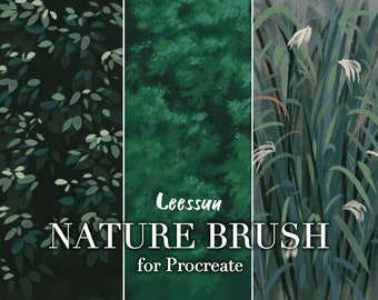 Leessuu Nature Brushes for Procreate, Pinceles Procreate, gouache, naturaleza, pinceles para iPad, pinceles de acuarela, acuarela