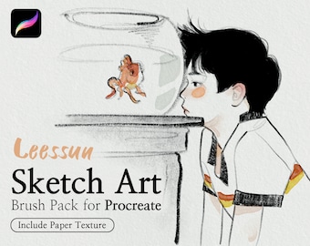 Leessuu Sketch Art Brush Pack para Procreate, papel digital, pinceles para iPad, pinceles Procreate, pincel Sketch Procreate