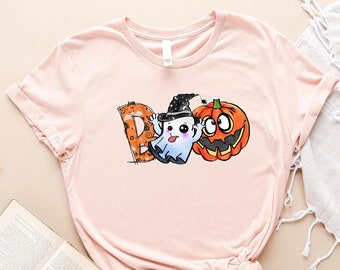 Funny Boo T Shirt, Halloween Pumpkin Gift Shirts, Cute Black Cat Sweatshirt, Party Costume For Kids Toddler Children, Spooky Season Gifts