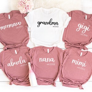 Customized Grandmother Tshirt, Mother's Day Gift T shirt, Grandma Est T-Shirt, Custom New Nana Mimi Sweatshirt, Cute Grammy Tee, Baby Reveal