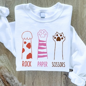 Rock Paper Scissors Sweatshirt, Funny Cat Paw Shirt, Cute Cat Lover Gift Tshirt, Cat Owner Sweater, Pet Lover T Shirt, Cat Mom Tee, Tote Bag