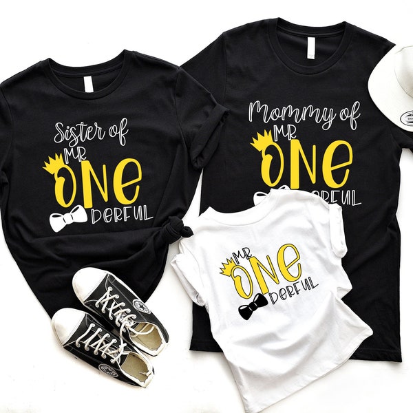 Mr One Derful Birthday T Shirt, Custom Family Wanderful Shirts, First Bday Party Sweatshirt, Daddy Mommy Of Mr Onederful, Boy And Girl Gifts