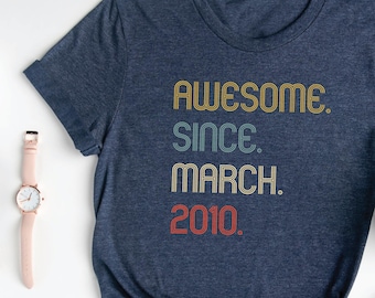 Awesome Since 2010 Shirt, 15th Birthday Gift for Him, 15th Birthday Idea, 15th Birthday Tees Gift for Girl/Boy, Personalized Bday Sweatshirt