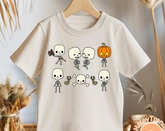 Kids Dancing Skeleton Halloween Gift Shirt, Toddler & Youth Halloween T Shirt, Funny Dancing Skeletons Shirt, Cute Halloween Shirts for Kids
