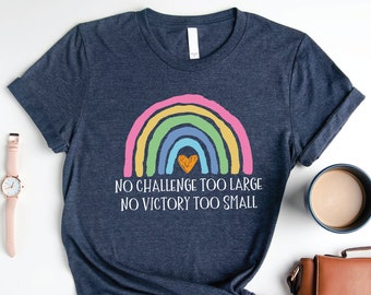T-shirt enseignant d'éducation spéciale, t-shirt cadeau de l'équipe SPED, t-shirt pas de défi trop grand, pas de victoire trop petit, sweat-shirt spécial Ed arc-en-ciel