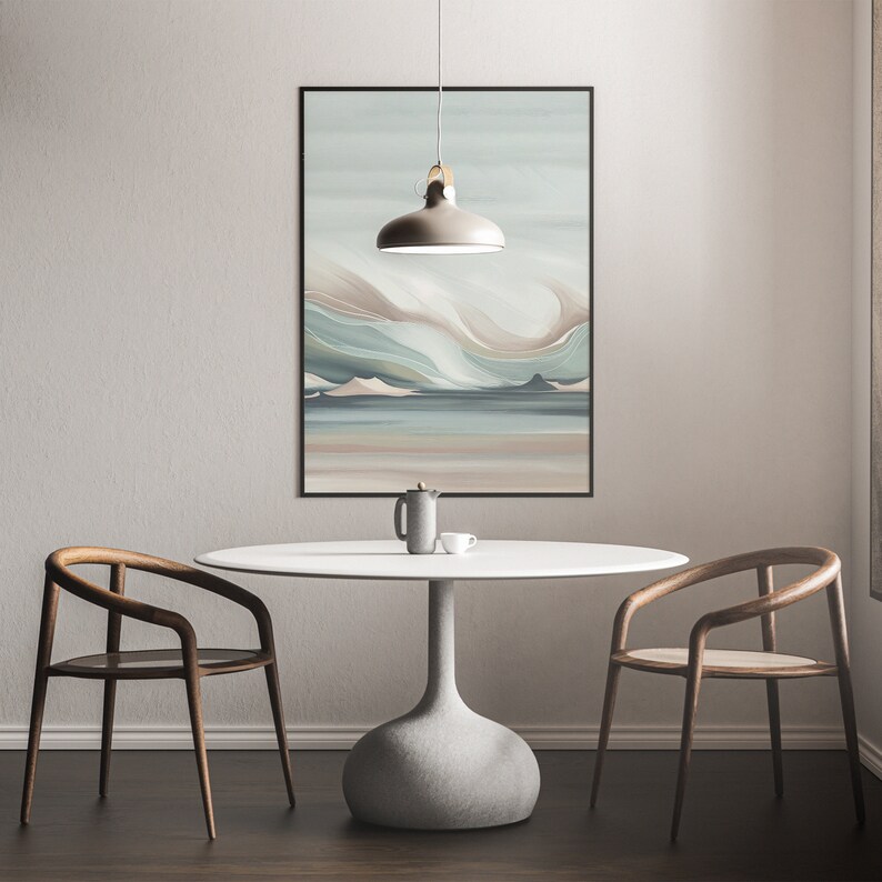 Contemporary Abstract Landscape Print Minimalist Wall Art With Muted