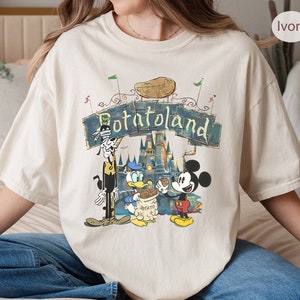 Vintage Mickey and Friends Disney Potatoland Shirt, Mickey Mouse Donald Goofy Disney Castle Welcome To Potatoland, WDW Disneyland Trip Shirt