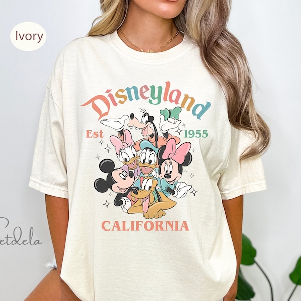 Retro Mickey And Friends Disneyland Est 1955 Comfort Colors Shirt, Disneyland Shirt, Disney Family Shirts, Magic Kingdom, Disneyworld Shirts