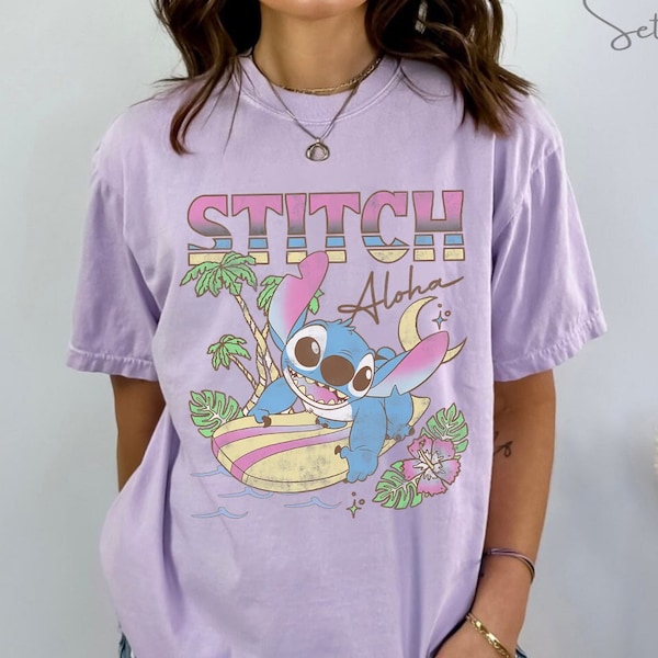 Disney Stitch Aloha Tropic Surf Stitch Comfort colors Shirt, Disney Shirt, Lilo & Stitch Aloha Shirt, Disney Gift Shirt, Stitch Aloha Disney