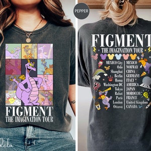 2-sided Figment The imagination tour shirt, Epcot world tour shirt, WDW Epcot center vintage Disney shirt, Family Group matching Shirts