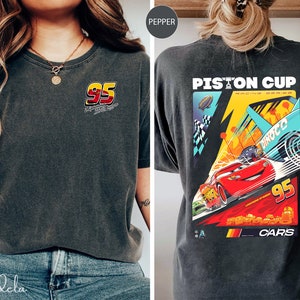 Chemise vintage recto-verso Lightning McQueen, dos numéro Lightning McQueen, chemise Cars Disney, t-shirt Piston Cup, chemise Cars Land, t-shirt Cars Land