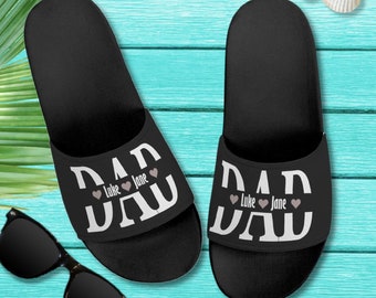 Personalized Men's Slide-On Sandals | Custom Father's Gift, Dad Summer Slippers, Stepdad Gift, New Dad Sliders, Present from Child, Love Dad
