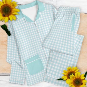 Checkered Unisex Pajama Set | Preppy Loungewear, Classic Square Pyjamas, 90s Plaid Design PJs, Button-up Nightwear, Girls Matching Pajamas