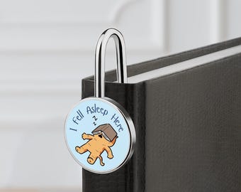 Funny I Fell Sleep Here Bookmark: Metal Bookmark Gift for Her, Fun Cat Capybara Sloth Book Hook Tags, Long Steel Bookmarks